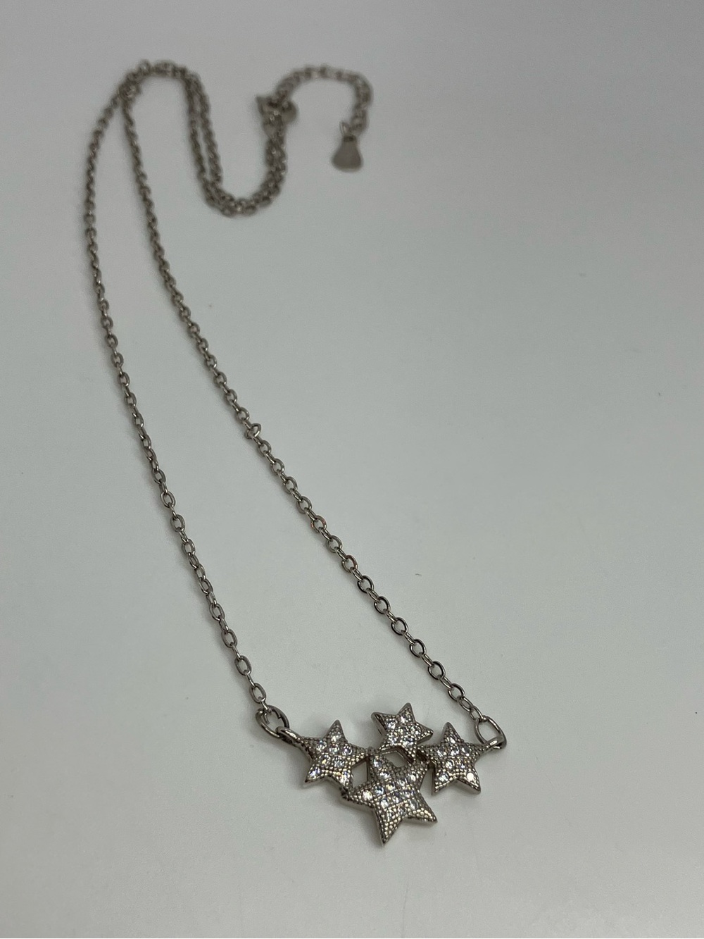 925 Celestial Star Pavé CZ Sterling Silver Affixed Pendant Chain Necklace
